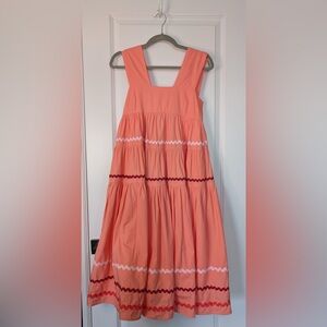 Anthropologie The Helena Square-Neck Tiered Midi Dress Orange Size XXSP